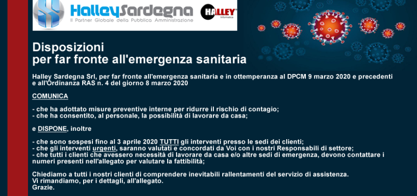 Comunicazione Halley Sardegna – Emergenza Sanitaria